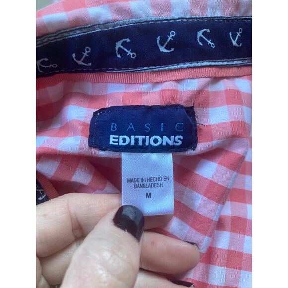 Basic Editions Pink & White Checked Sleeveless Blouse, Size M - Picture 4 of 5